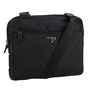 PRADA Shoulder Bag Nylon Black Silver Auth ep7117